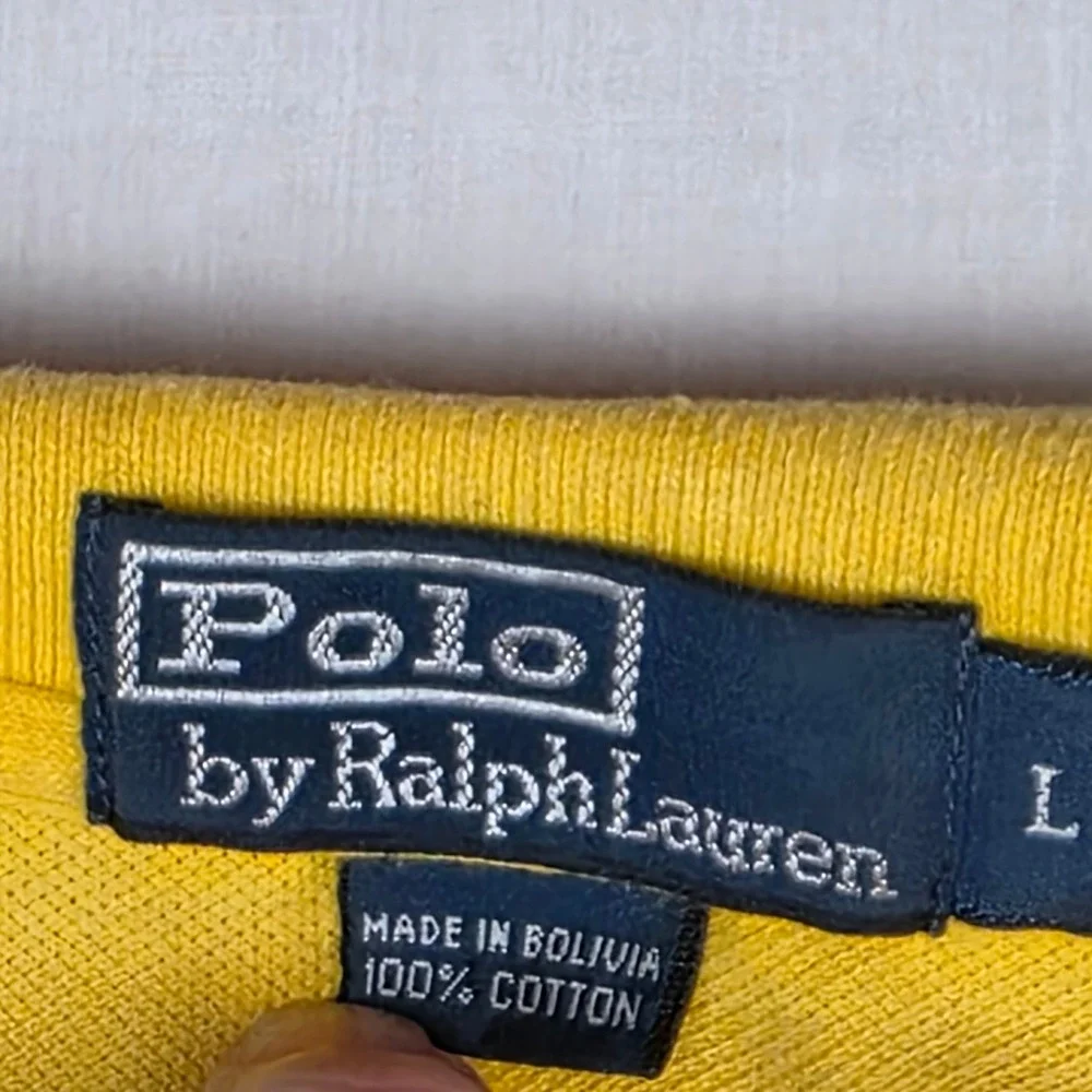Polo Ralph Lauren Polo Shirt Mens Large Yellow Excellent Short Sleeve Cotton